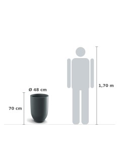 Pflanzkübel rund Ø48 × 70 cm matt, 87 L – Graphit | Töpferkönig 2