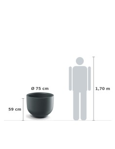 Pflanzkübel rund Ø75 × 59 cm matt, 142 L – Graphit | Töpferkönig 2
