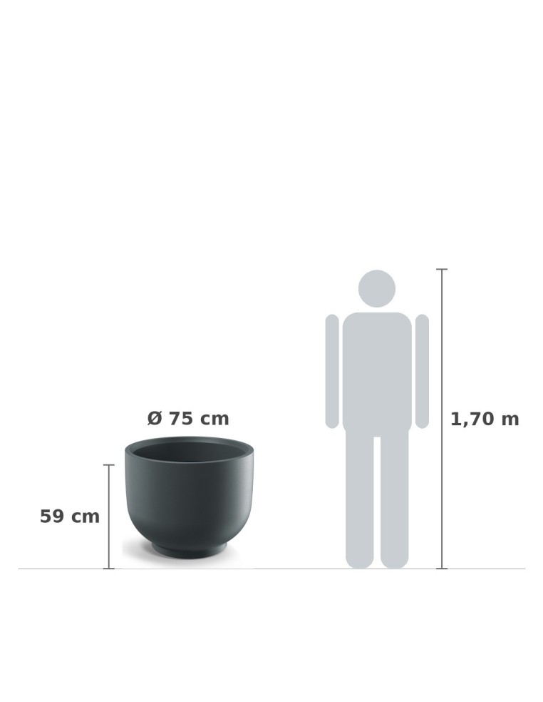 Pflanzkübel rund Ø75 × 59 cm matt, 142 L – Graphit | Töpferkönig