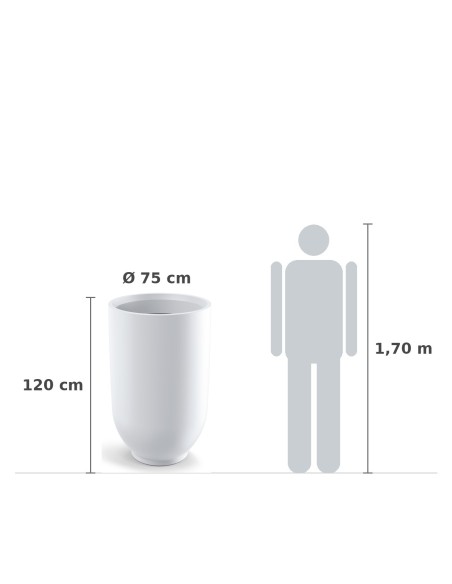 Pflanzkübel rund Ø75 × 120 cm matt, 385 L – Weiß | Töpferkönig