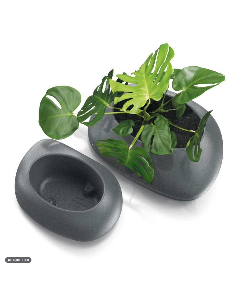 Pflanzschale oval 55 × 40 × 25 cm matt, 10 L – Granit hell | Töpferkönig