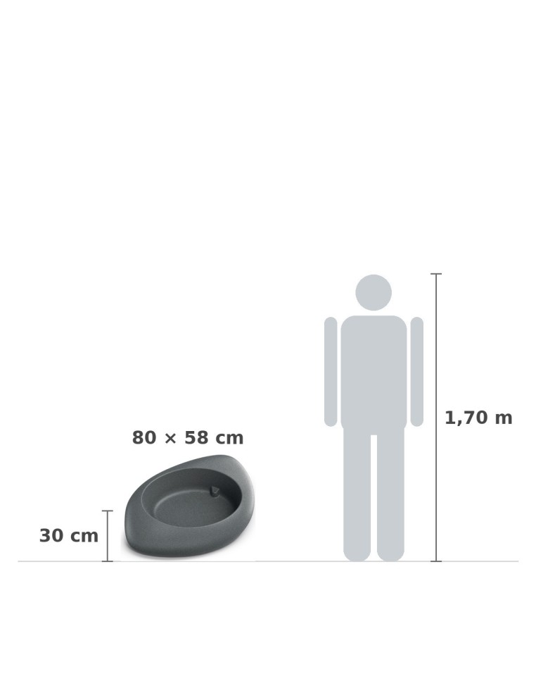 Pflanzschale oval 80 × 58 × 30 cm matt, 30 L – Granit hell | Töpferkönig