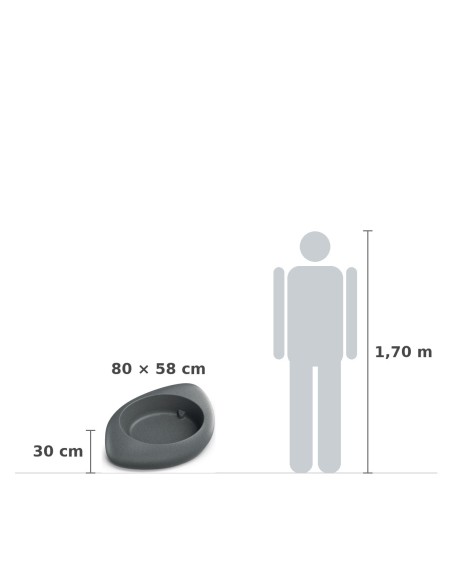 Pflanzschale oval 80 × 58 × 30 cm matt, 30 L – Granit hell | Töpferkönig