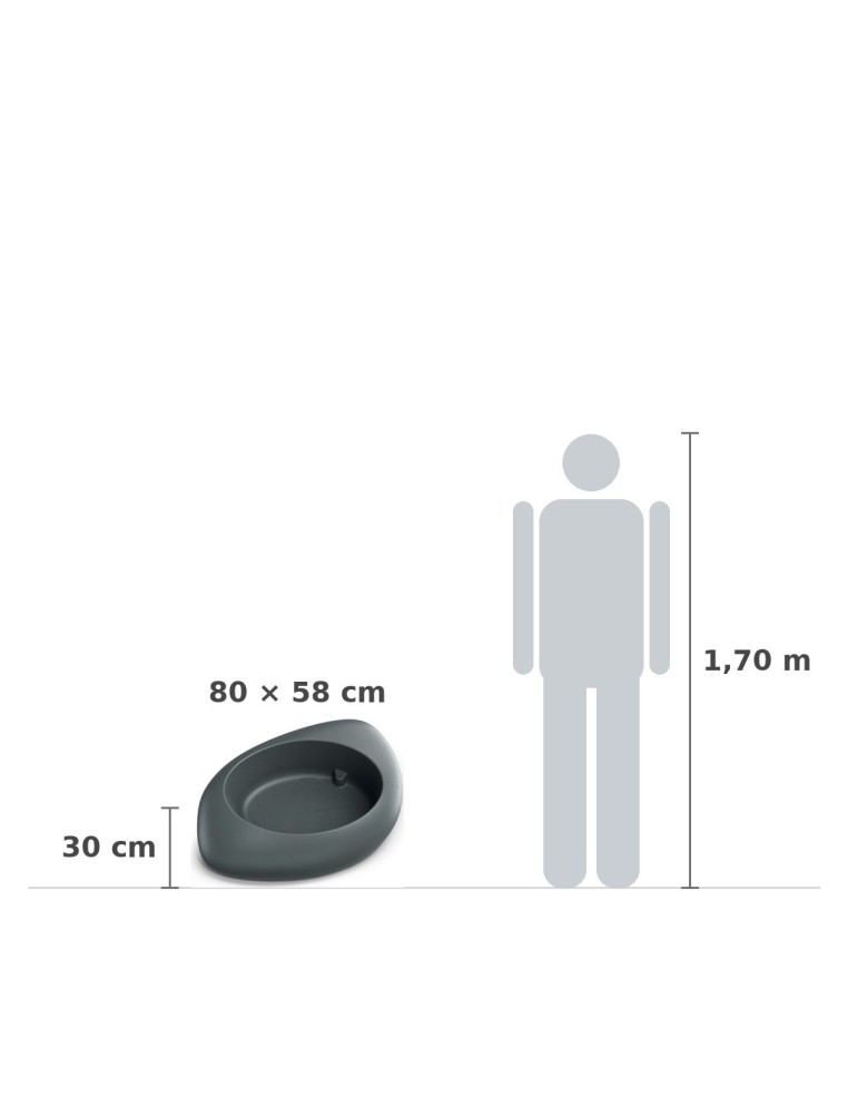 Pflanzschale oval 80 × 58 × 30 cm matt, 30 L – Graphit | Töpferkönig