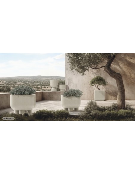 Blumentopf eckig 48 × 48 × 39 cm Steinoptik, 32 L – Granit hell | Töpferkönig
