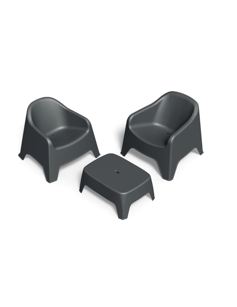 Loungesessel 4er-Set, niedrig, stapelbar – Grau | Töpferkönig