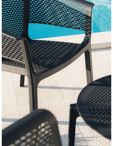 Gartensessel 4er-Set mit Lochmuster, stapelbar – Grau | Töpferkönig