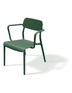 Gartensessel 4er-Set in Bugholz-Optik, stapelbar – Tannengrün | Töpferkönig