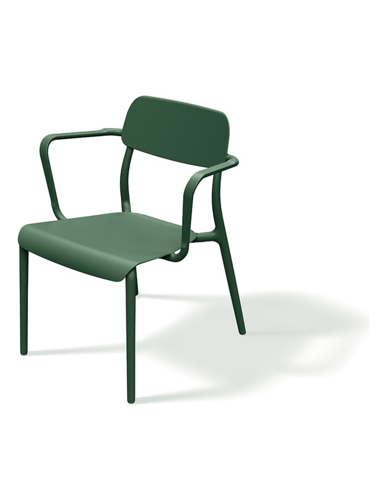 Gartensessel 4er-Set in Bugholz-Optik, stapelbar – Tannengrün | Töpferkönig