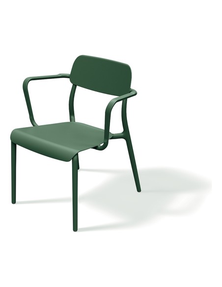 Gartensessel 4er-Set in Bugholz-Optik, stapelbar – Tannengrün | Töpferkönig