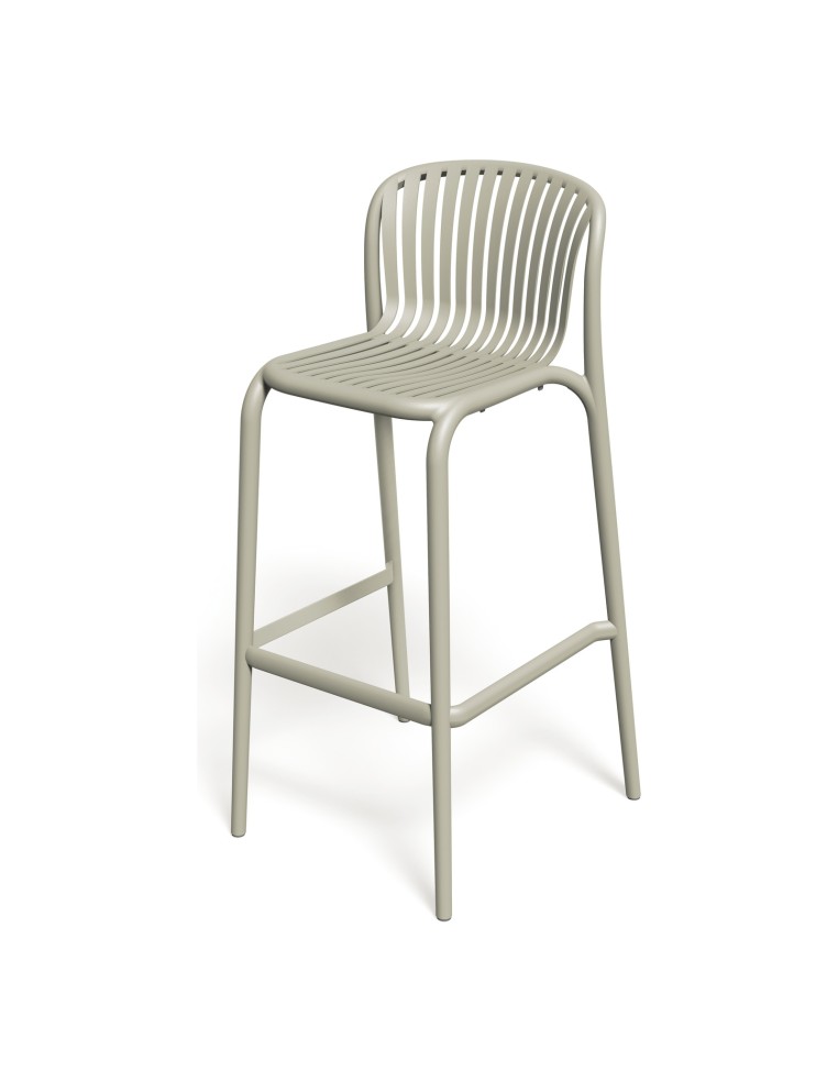 Barhocker mit Lehne mit Lamellen, stapelbar – Sandbeige | Töpferkönig