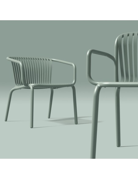 Barhocker mit Lehne mit Lamellen, stapelbar – Sandbeige | Töpferkönig