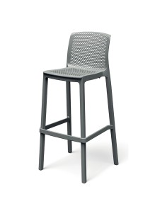 Barhocker mit Lehne mit Lochmuster, stapelbar – Grau | Töpferkönig