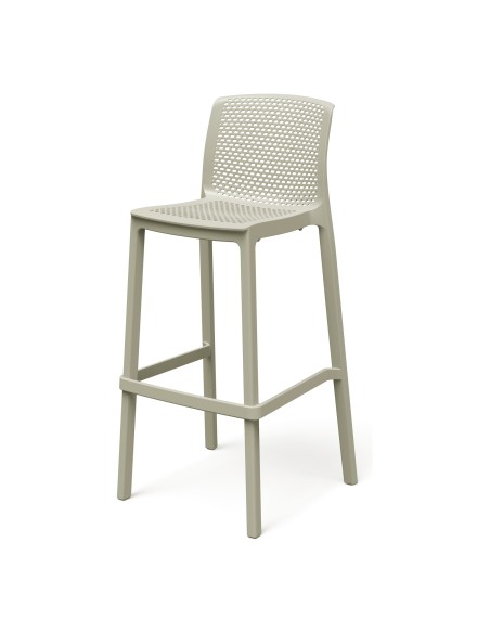 Barhocker mit Lehne mit Lochmuster, stapelbar – Sandbeige | Töpferkönig