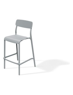 Barhocker niedrig mit Lehne in Bugholz-Optik, stapelbar – Grau | Töpferkönig