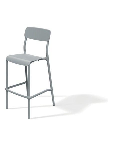 Barhocker hoch mit Lehne in Bugholz-Optik, stapelbar – Grau | Töpferkönig