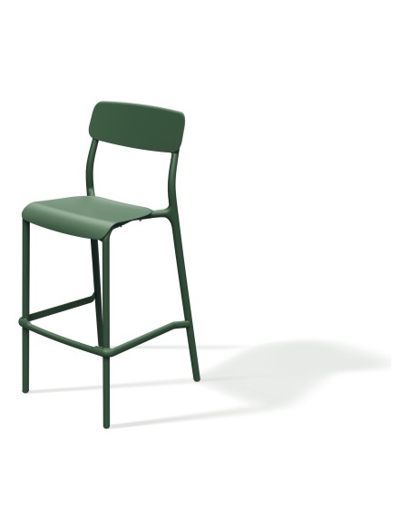 Barhocker hoch mit Lehne in Bugholz-Optik, stapelbar – Tannengrün | Töpferkönig