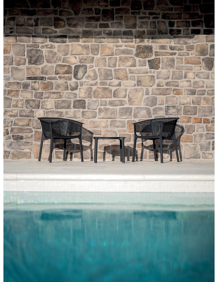 Gartenstuhl mit Lochmuster, stapelbar – Anthrazit | Töpferkönig