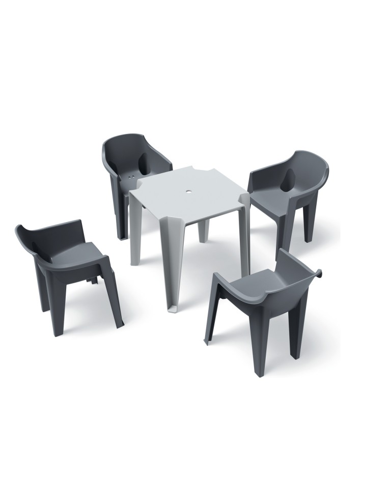 Gartenstuhl mit Armlehnen 4er-Set, ergonomisch, stapelbar – Anthrazit | Töpferkönig