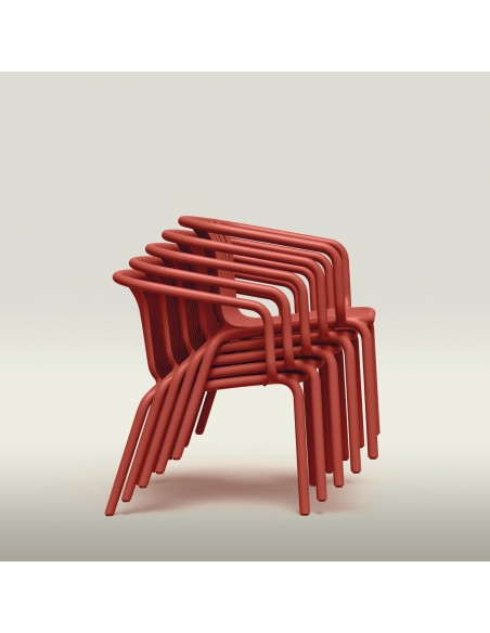 Gartenstuhl mit Armlehnen mit Lamellen, stapelbar – Salbeigrün | Töpferkönig
