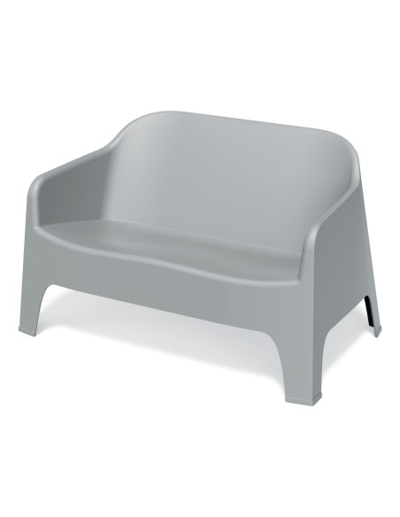 Gartensofa 2-Sitzer, Monoblock, seidenmatt, stapelbar – Grau | Töpferkönig