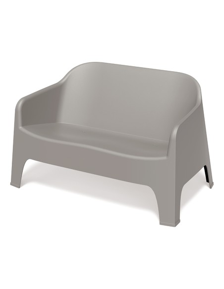 Gartensofa 2-Sitzer, Monoblock, seidenmatt, stapelbar – Taupe | Töpferkönig