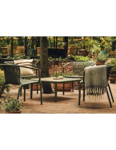 Couchtisch quadratisch mit Lamellen – Sandbeige | Töpferkönig 2