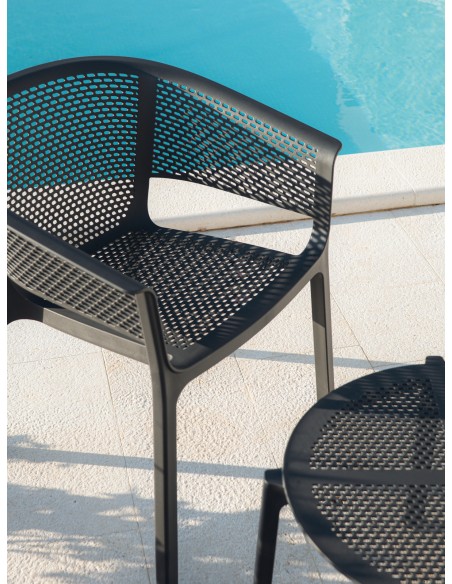 Gartensessel 4er-Set mit Lochmuster, stapelbar – Anthrazit | Töpferkönig