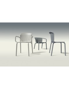 Barhocker mit Lehne mit Lamellen, stapelbar – Grau | Töpferkönig 2