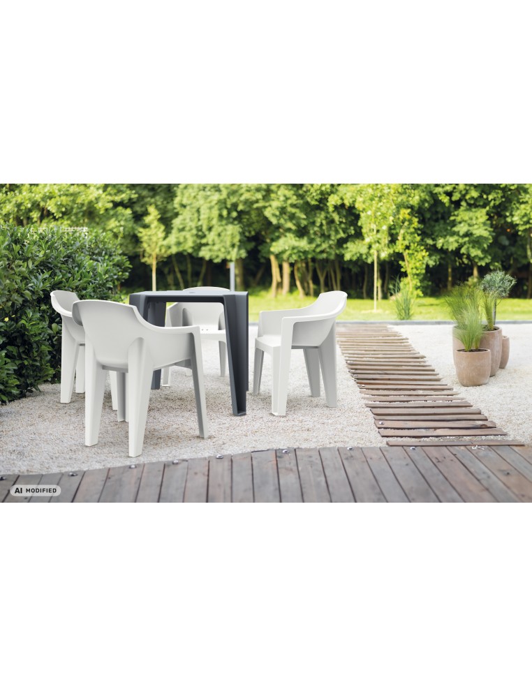 Gartenstuhl mit Armlehnen 4er-Set, ergonomisch, stapelbar – Grau | Töpferkönig