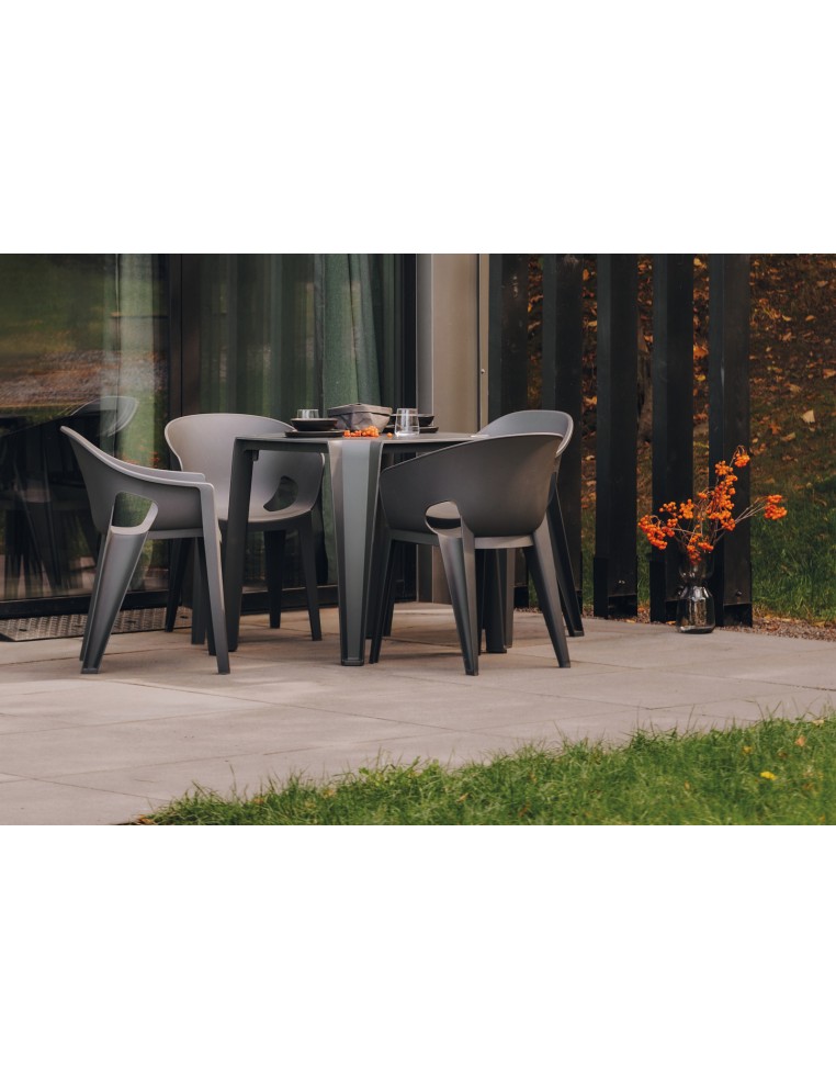Gartenstuhl mit Armlehnen 4er-Set, klassisch, stapelbar – Hellgrau | Töpferkönig