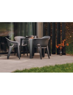 Gartenstuhl mit Armlehnen 4er-Set, klassisch, stapelbar – Anthrazit | Töpferkönig 2