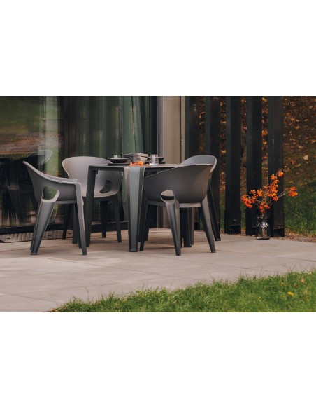 Gartenstuhl mit Armlehnen 4er-Set, klassisch, stapelbar – Anthrazit | Töpferkönig