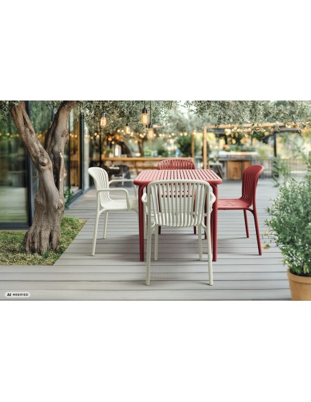 Gartentisch quadratisch mit Lamellen – Sandbeige | Töpferkönig