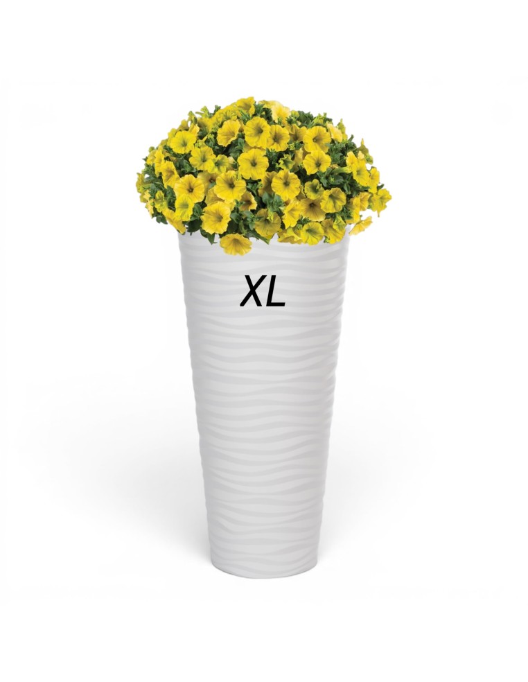 Vaso alto rotondo XL con rilievo a onde Ø30 × 57 cm, 25 L – Bianco | Töpferkönig
