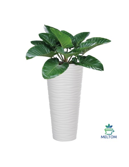 Maceta alta redonda 3XL con relieve ondulado Ø40 × 79 cm, 63 L – Blanco | Töpferkönig