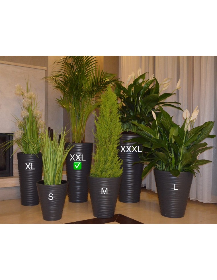 Bloempot hoog rond XXL met golfreliëf Ø35 × 69 cm, 43,7 L – Antraciet | Töpferkönig