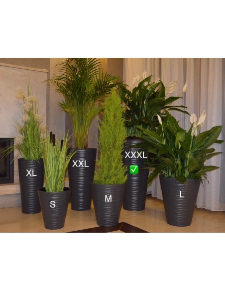 Bloempot hoog rond 3XL met golfreliëf Ø40 × 79 cm, 63 L – Antraciet | Töpferkönig
