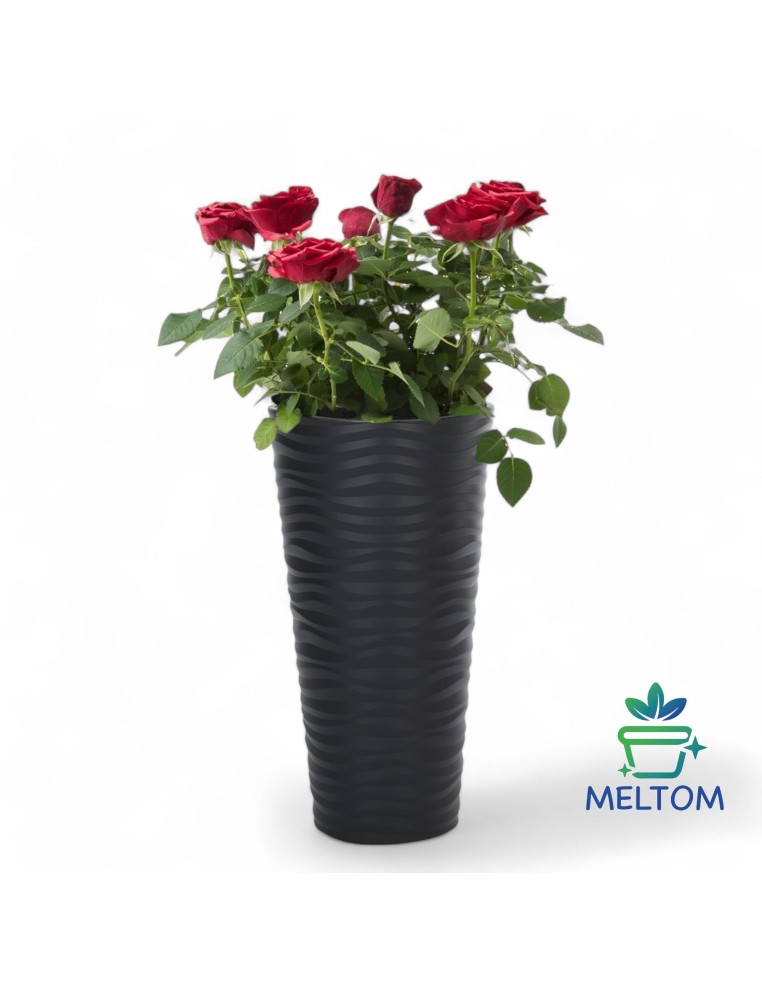 Vaso alto rotondo 3XL con rilievo a onde Ø40 × 79 cm, 63 L – Antracite | Töpferkönig