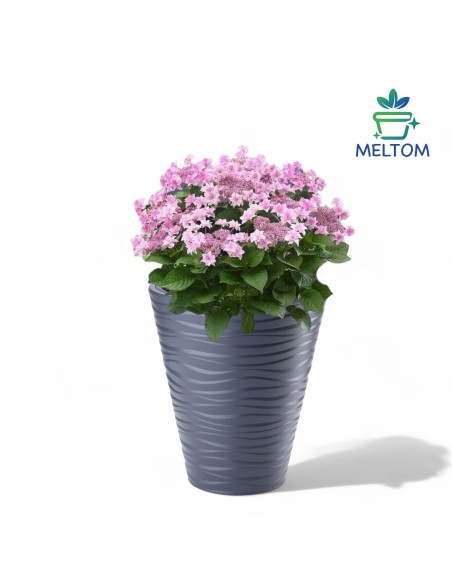 Pot de fleurs rond S à relief ondulé Ø30 × 34 cm, 14,6 L – Anthracite | Töpferkönig