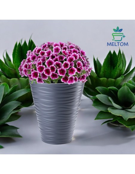 Blumentopf rund S mit Wellenrelief Ø30 × 34 cm, 14,6 L – Anthrazit | Töpferkönig