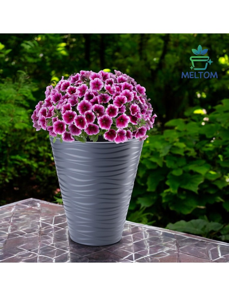 Vaso rotondo M con rilievo a onde Ø35 × 40 cm, 21 L – Antracite | Töpferkönig