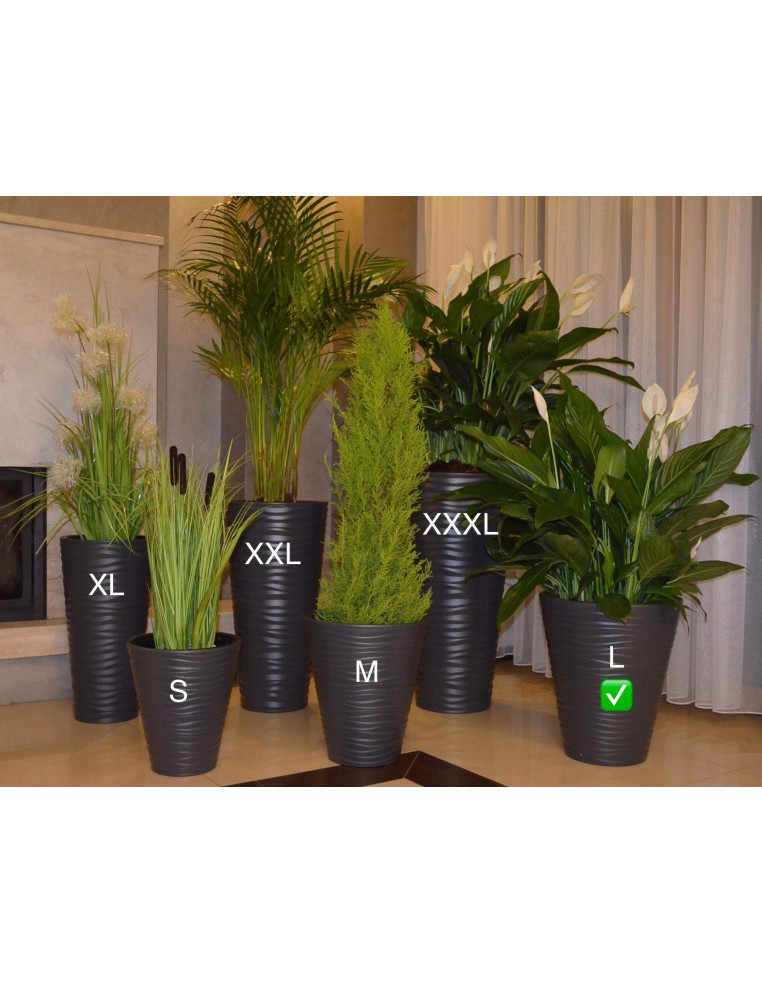 Blumentopf rund L mit Wellenrelief Ø40 × 45 cm, 32 L – Anthrazit | Töpferkönig