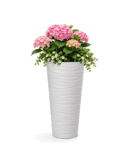 Vaso alto rotondo XL con rilievo a onde Ø30 × 57 cm, 25 L – Bianco | Töpferkönig