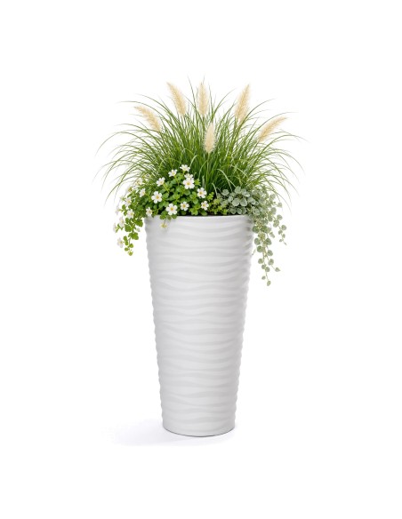 Vaso alto rotondo XL con rilievo a onde Ø30 × 57 cm, 25 L – Bianco | Töpferkönig