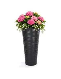 Blumenkübel rund 3XL hoch mit Wellenrelief Ø40 × 79 cm, 63 L – Anthrazit | Töpferkönig
