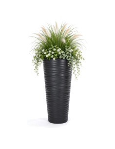 Vaso alto rotondo 3XL con rilievo a onde Ø40 × 79 cm, 63 L – Antracite | Töpferkönig 2