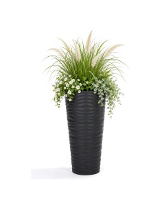 Pot de fleurs haut rond XXL à relief ondulé Ø35 × 69 cm, 43,7 L – Anthracite | Töpferkönig 2