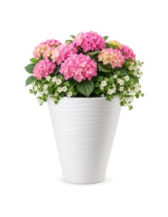 Vaso rotondo L con rilievo a onde Ø40 × 45 cm, 32 L – Bianco | Töpferkönig