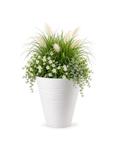 Maceta redonda L con relieve ondulado Ø40 × 45 cm, 32 L – Blanco | Töpferkönig 2